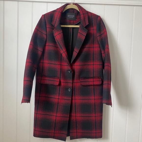 Eleven Paris Red Plaid Overcoat, size S - Picture 2 of 8